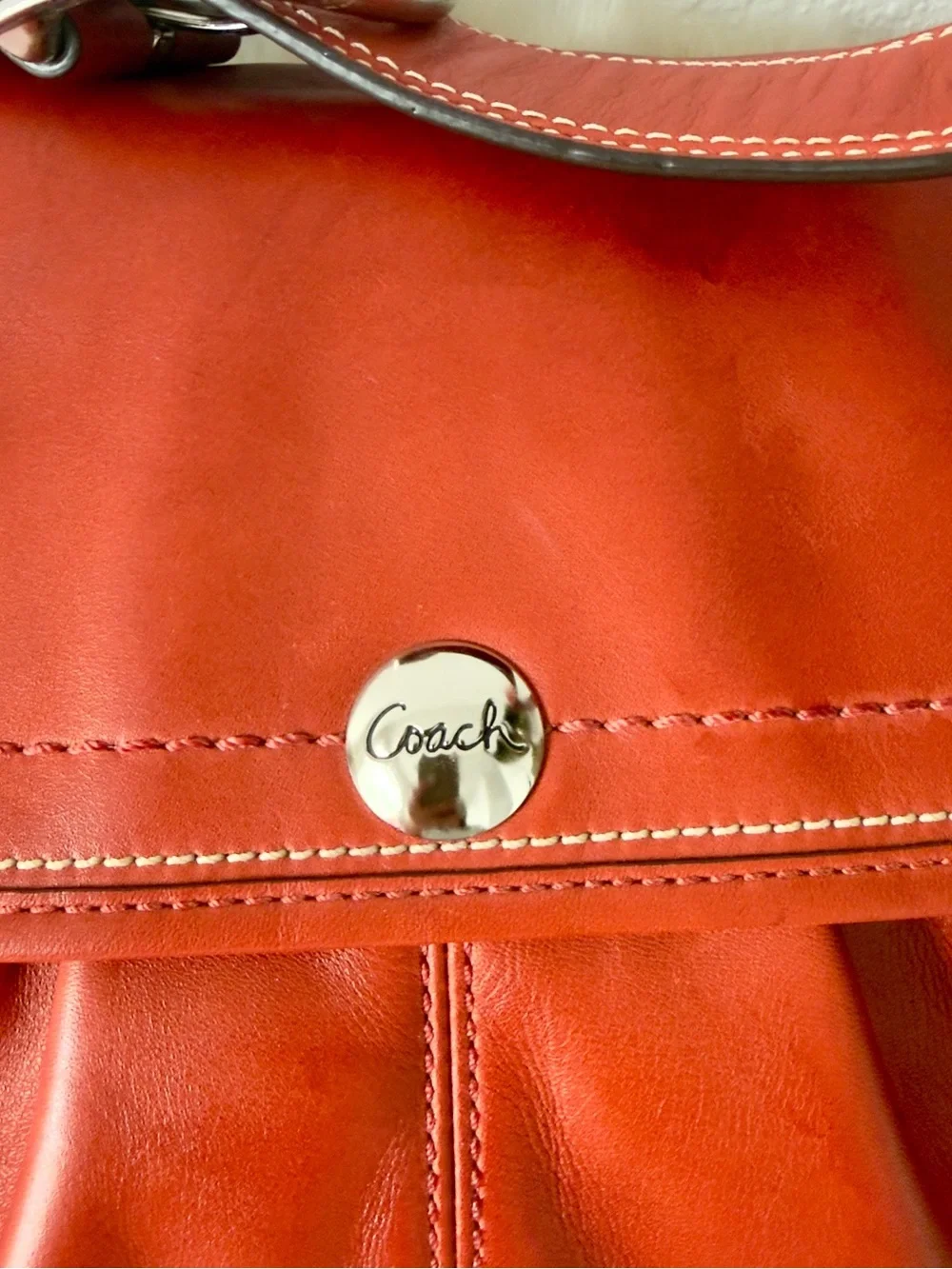 Coach Orange  Leather Shoulder Bag